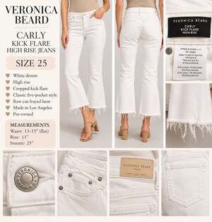 Veronica Beard Carly Kick Flare High Rise Jeans Size 25 White Ivory